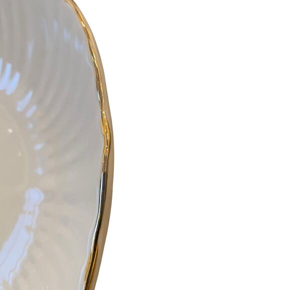 Eaton Fine Dining Porcelain 8.5in Pasta Bowl Set of 4 Aubrey White Gold Trim New - Picture 11 of 14